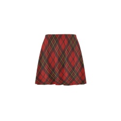 Red tartan plaid winter Christmas pattern holidays Mini Skating Skirt (Model D36)