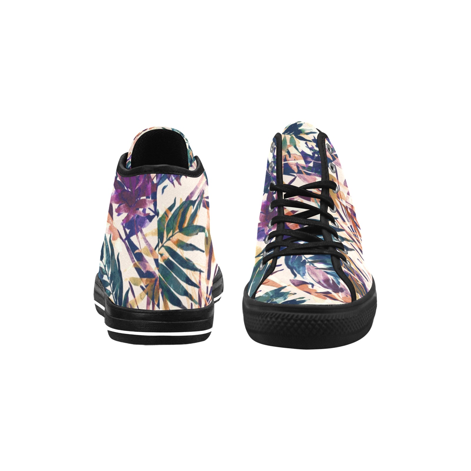 Abstract palms leaf colorful paint-6 Vancouver H Women's Canvas Shoes (1013-1)
