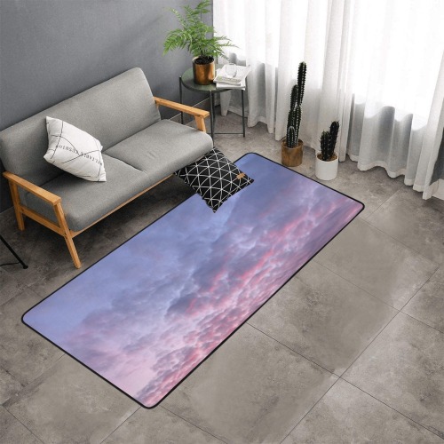 Morning Purple Sunrise Collection Area Rug with Black Binding  7'x3'3''