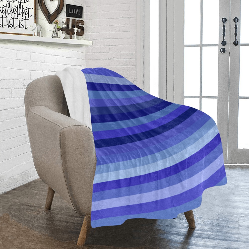 Blueberry Blue Stripes Ultra-Soft Micro Fleece Blanket 40"x50"