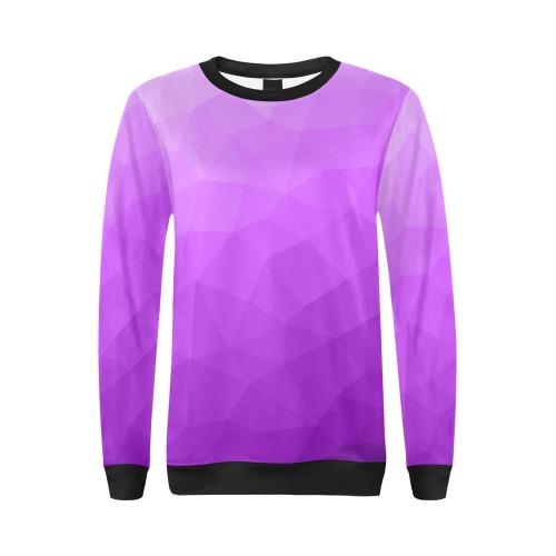 Purple gradient geometric mesh pattern All Over Print Crewneck Sweatshirt for Women (Model H18)