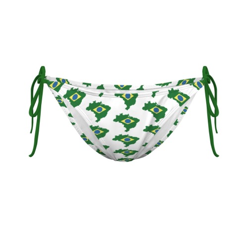 Brazil Map Flags Tie Side Bikini Bottom (Model S08)