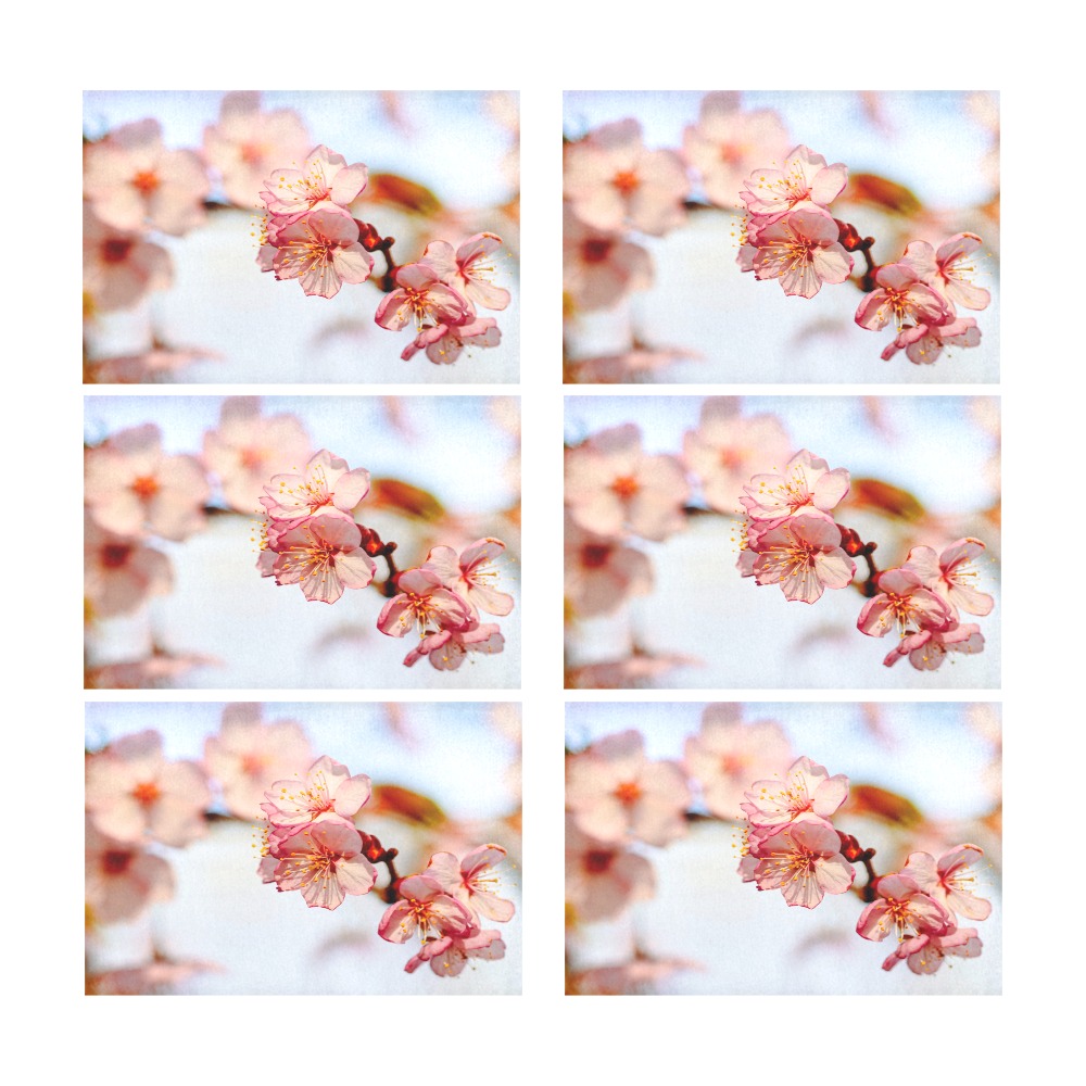 Stunning natural composition of sakura flowers. Placemat 12’’ x 18’’ (Set of 6)