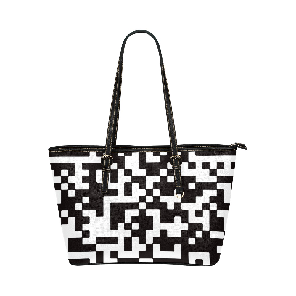 BTC QR Leather Tote Bag/Small (Model 1651)