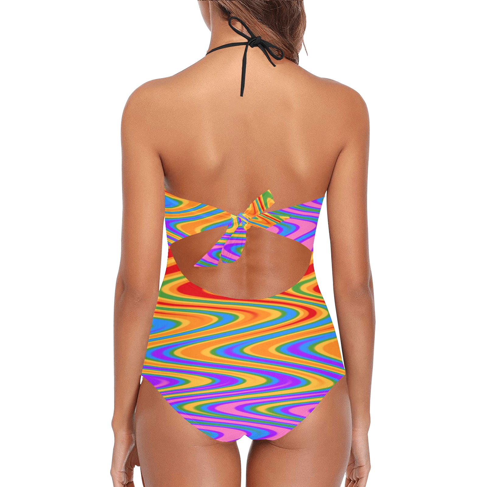 ColorWave-Swimsuit Lace Band Embossing Swimsuit (Model S15)