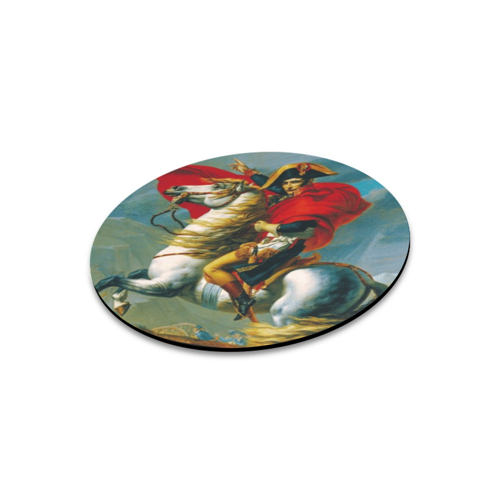 First Remastered Version of Napoleon Crossing The Alps by Jacques-Louis David Round Mousepad