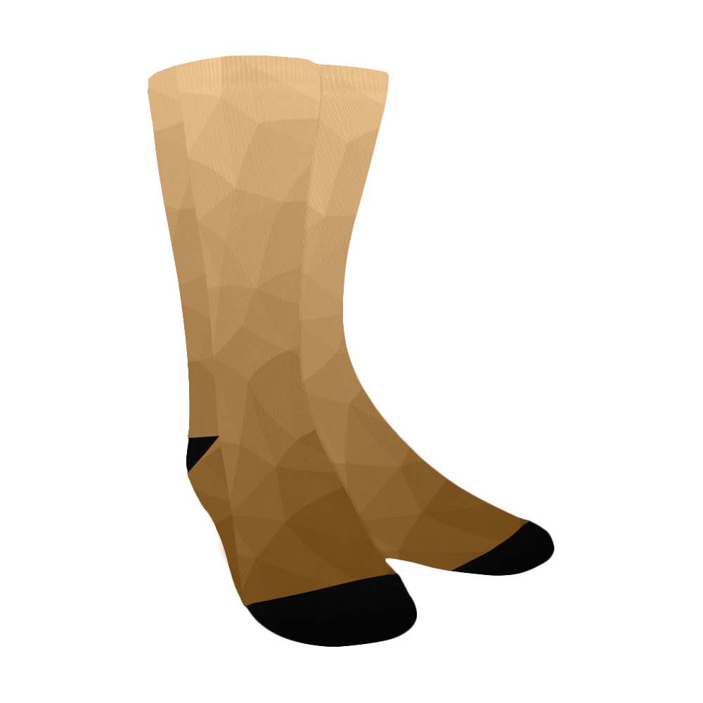 Brown gradient geometric mesh pattern Women's Custom Socks