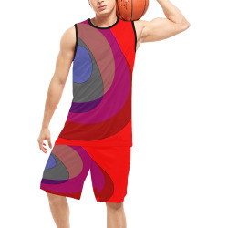 Red Abstract 714 Basketball Uniform with Pocket