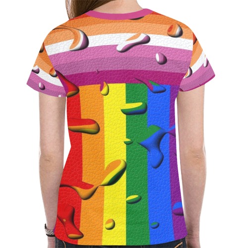 Lesbian Pride Flag Pop Art by Nico Bielow New All Over Print T-shirt for Women (Model T45)