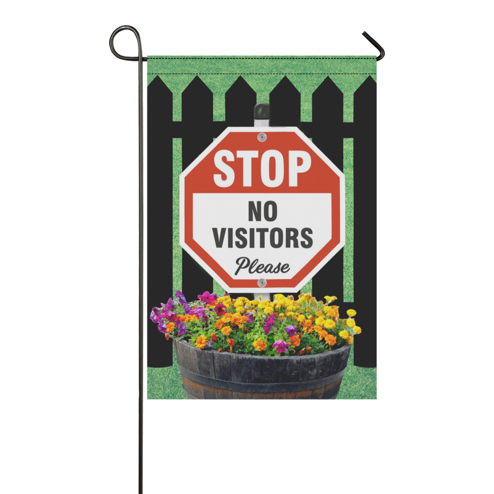 STOP No Visitors 8 Garden Flag 12‘’x18‘’(Twin Sides)