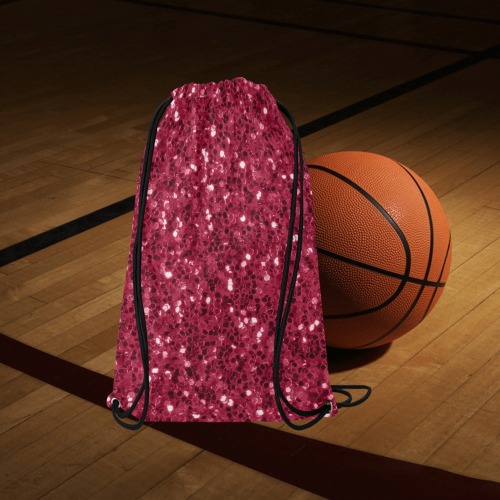 Magenta dark pink red faux sparkles glitter Small Drawstring Bag Model 1604 (Twin Sides) 11"(W) * 17.7"(H)