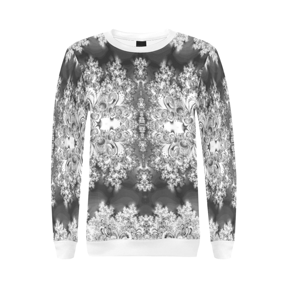Silver Linings Frost Fractal All Over Print Crewneck Sweatshirt for Women (Model H18)