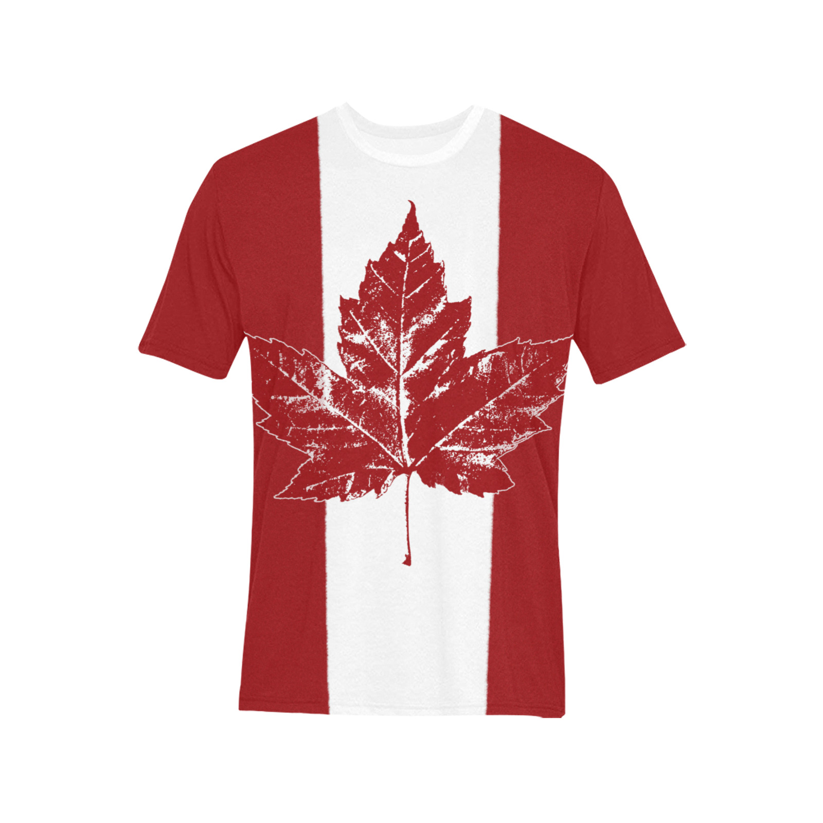 Men's Retro Canada Flag T-shirts Men's All Over Print T-Shirt (Solid Color Neck) (Model T63)