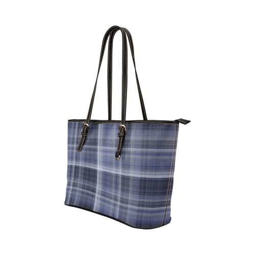 blueplaid Leather Tote Bag/Small (Model 1651)