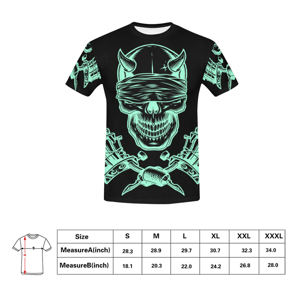 skull tattoo gun All Over Print T-Shirt for Men (USA Size) (Model T40)
