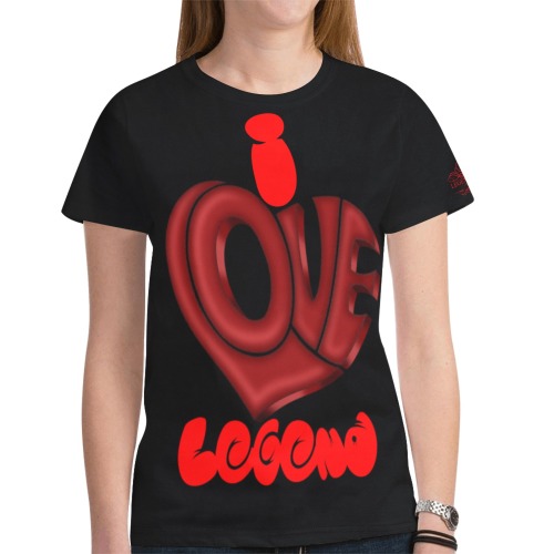 Womens I Love Legend TShirt B/R New All Over Print T-shirt for Women (Model T45)