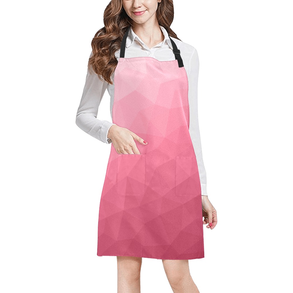 Magenta pink ombre gradient geometric mesh pattern All Over Print Apron