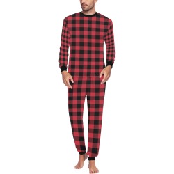 Black and Red Buffalo Plaid Men's All Over Print Pajama Set