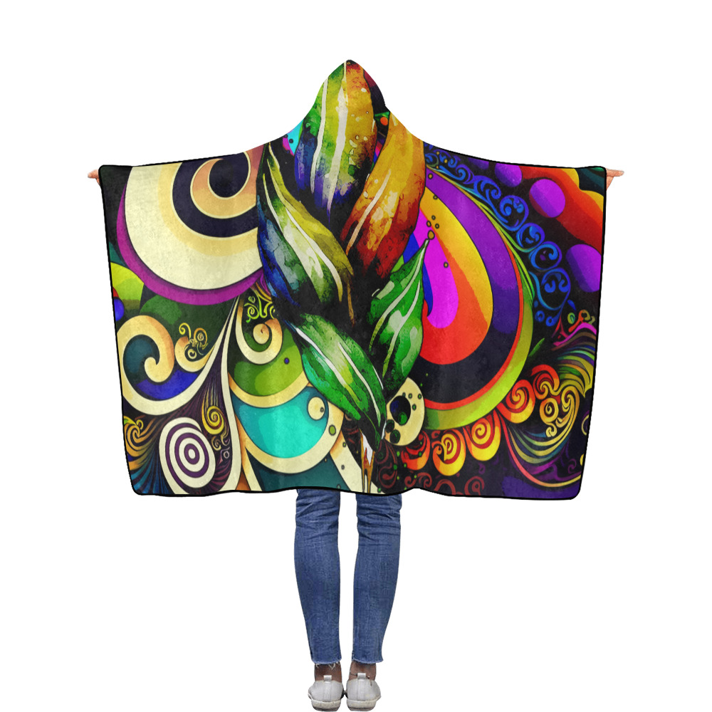 Mardi Gras Colorful New Orleans Flannel Hooded Blanket 40''x50''