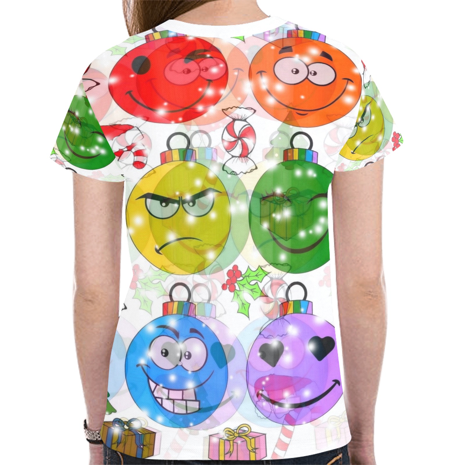 Funny Christmas Balls by Nico Bielow New All Over Print T-shirt for Women (Model T45)