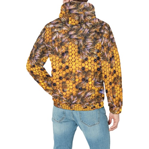 HONEY BEES 3 Men's Padded Hooded Jacket (Model H42)