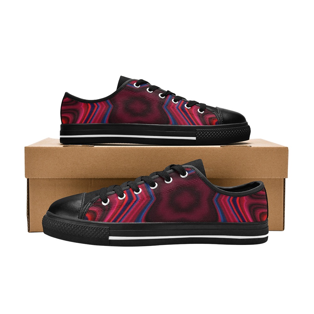 Sunset Waves Fractal Abstract Warp 1 Women's Classic Canvas Shoes (Model 018)