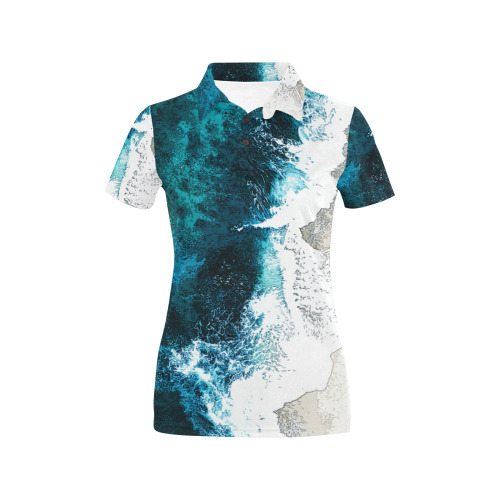 Ocean And Beach Women's All Over Print Polo Shirt (Model T55)