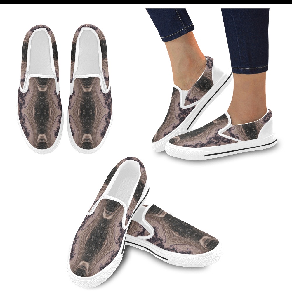 Delicate Chocolate Candies Fractal Abstact Women's Slip-on Canvas Shoes (Model 019)