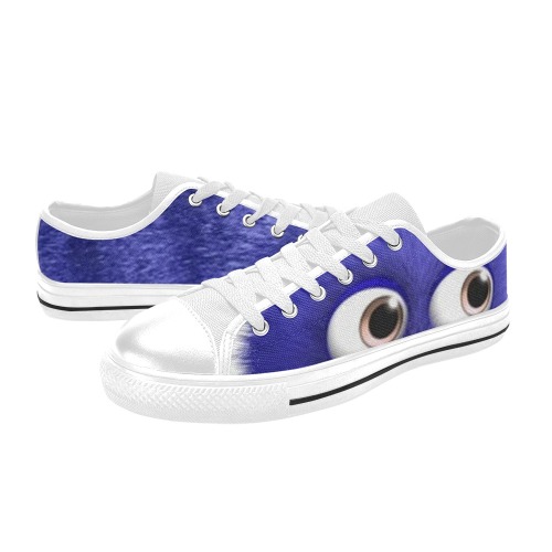 Blue Fuzzy Kids Shoes Low Top Canvas Shoes for Kid (Model 018)