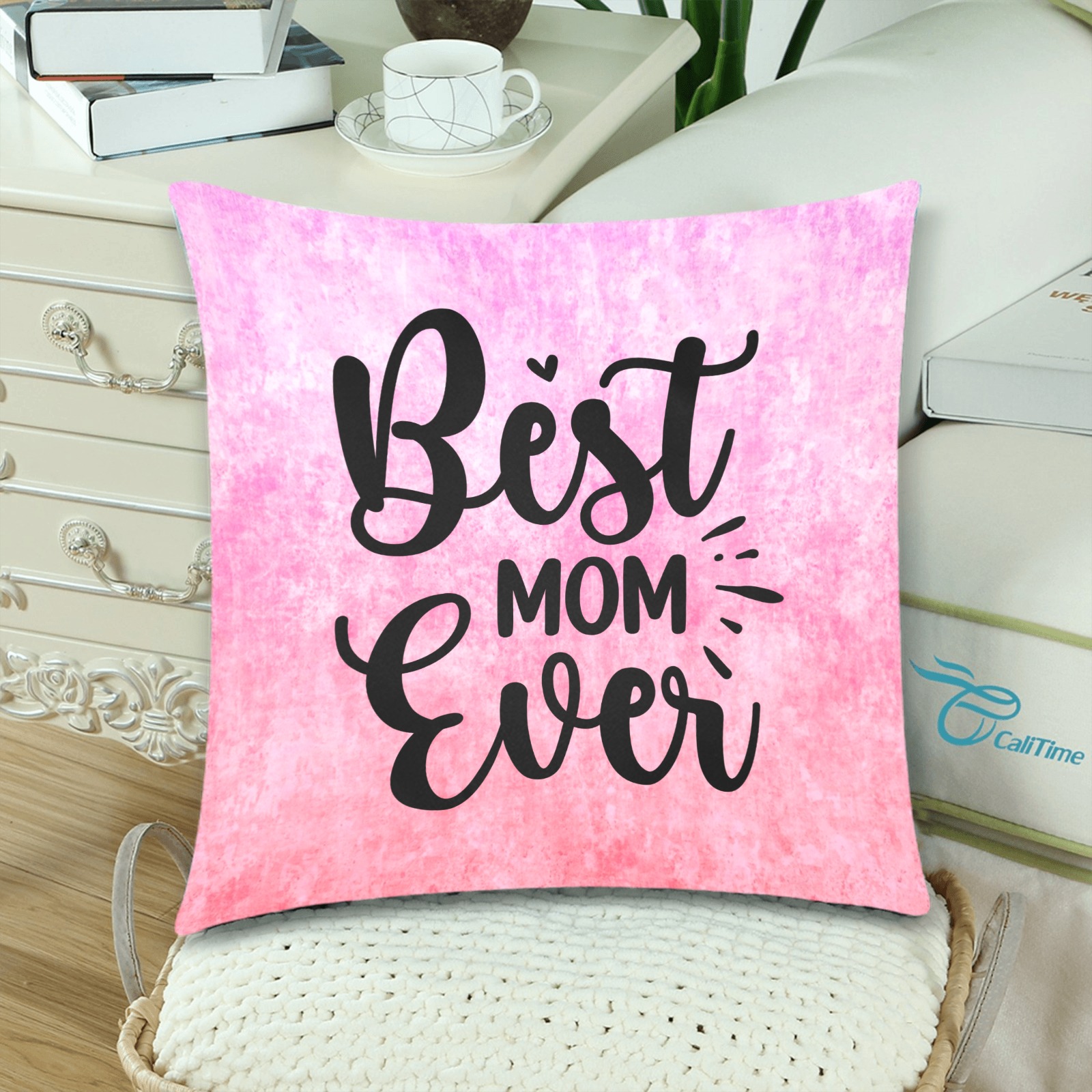 Best Mom Ever - Pink Custom Zippered Pillow Cases 18"x 18" (Twin Sides) (Set of 2)