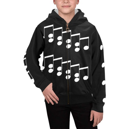 musical notes Kids' All Over Print Full Zip Hoodie (Model H39)