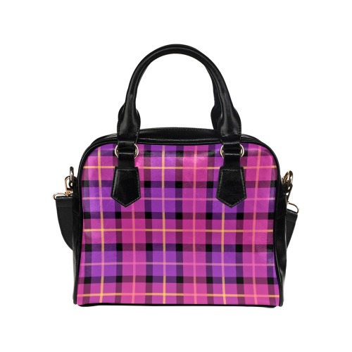 Plaid in Pink and Purple Shoulder Handbag (Model 1634)