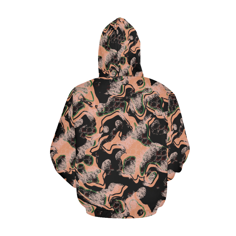 Modern Fashion Military Black Mamba Camouflage All Over Print Hoodie for Women (USA Size) (Model H13)