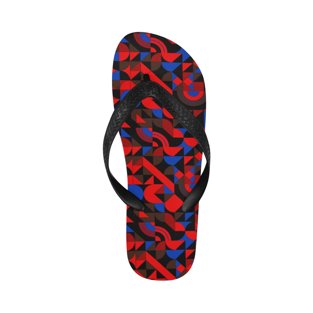 geomattric colorful patterns conceptual Art - Abstract Neo Geo graphic design (132) Flip Flops for Men/Women (Model 040)