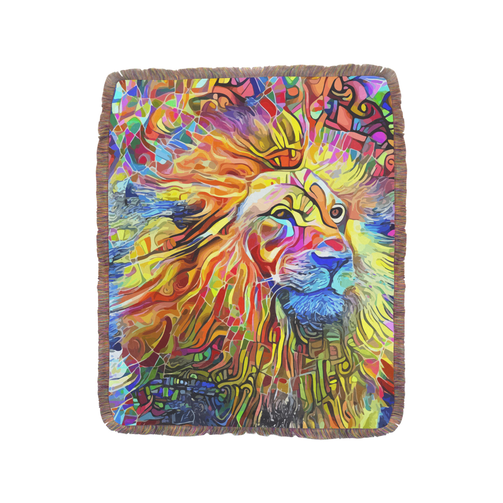 Bold as a Lion Ultra-Soft Fringe Blanket 50"x60" (Mixed Green)