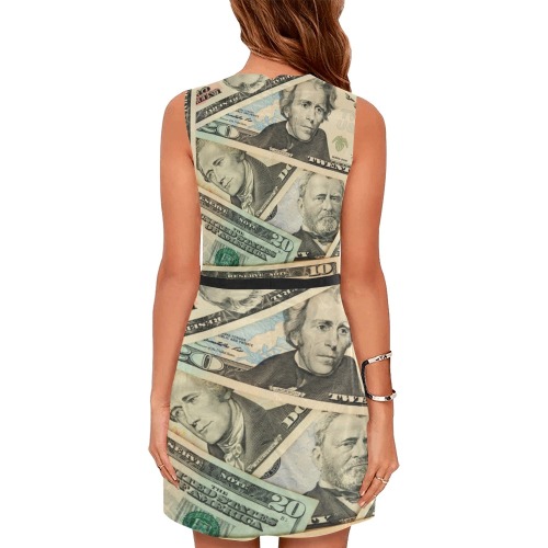 US PAPER CURRENCY Eos Women's Sleeveless Dress (Model D01)