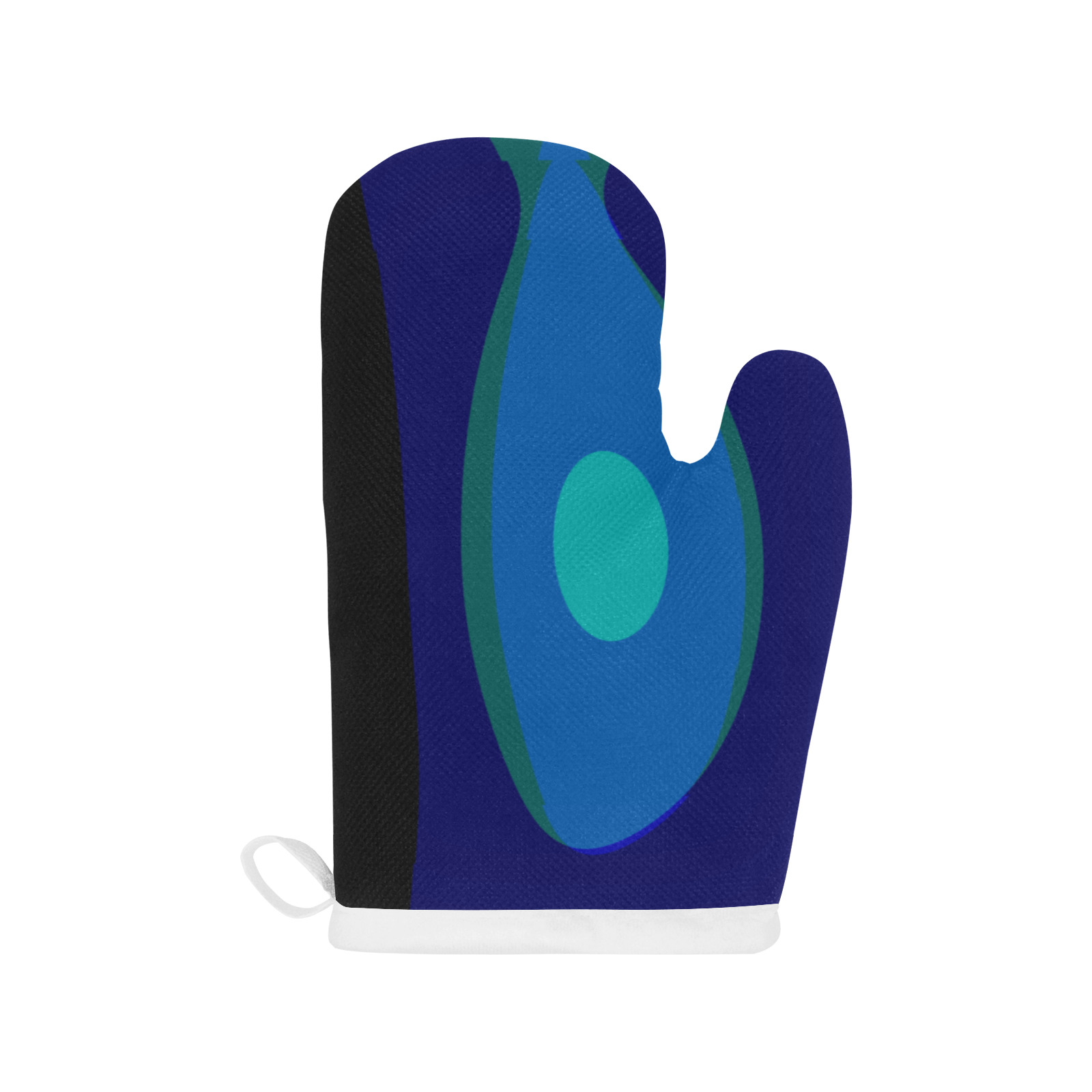 Dimensional Blue Abstract 915 Linen Oven Mitt (Two Pieces)