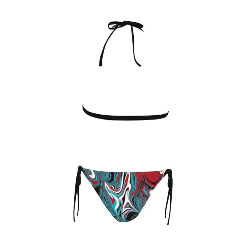 Dark Wave of Colors Buckle Front Halter Bikini Swimsuit (Model S08)