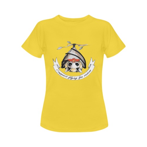 I support Flying-fox rescue - yellow Women's T-Shirt in USA Size (Two Sides Printing)
