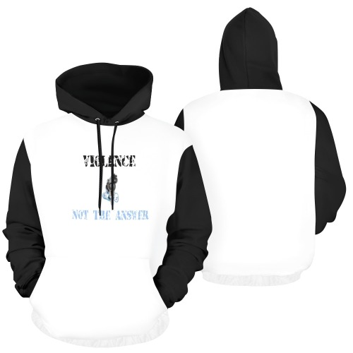 Violence Not The Answer B&W All Over Print Hoodie for Men (USA Size) (Model H13)