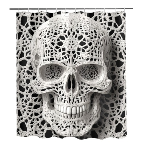 Funny elegant skull made of lace macrame Shower Curtain 72"x84"