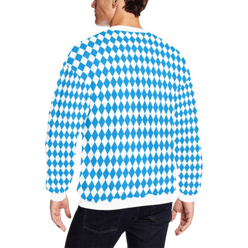 German State Of Bavaria - Flag Colors Pattern Men's Oversized Fleece Crew Sweatshirt (Model H18)