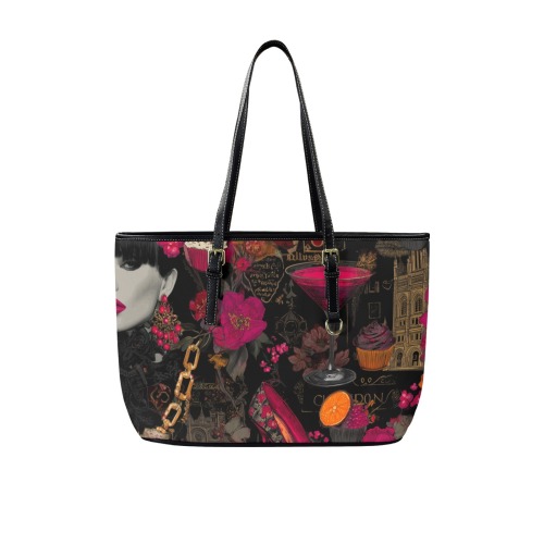Couture Leather Tote - Fashionista in Fuchsia & Black