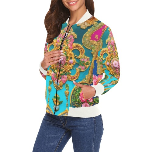 Futuristic magnificent persian  Collectable Fly All Over Print Bomber Jacket for Women (Model H19)