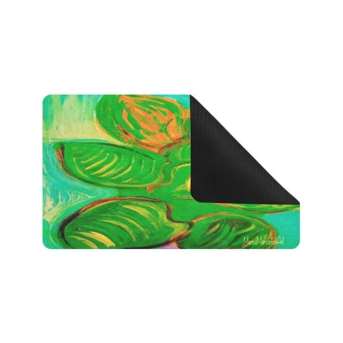 Green Leaf in Green Collection Doormat 30"x18" (Black Base)