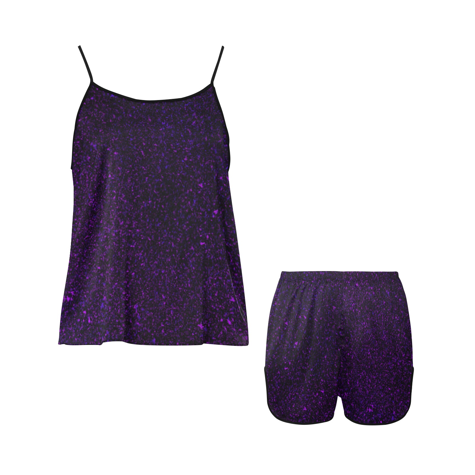 Ô Lavender and Blue Night Sky Women's Spaghetti Strap Short Pajama Set