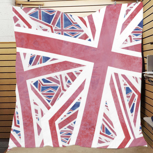 Abstract Union Jack British Flag Collage Quilt 70"x80"