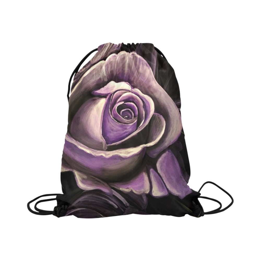 Purple Rose Large Drawstring Bag Model 1604 (Twin Sides)  16.5"(W) * 19.3"(H)
