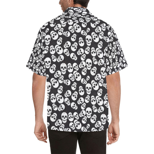 SKULL BLACK AND WHITE VINTAGE Hawaiian Shirt (Model T58)