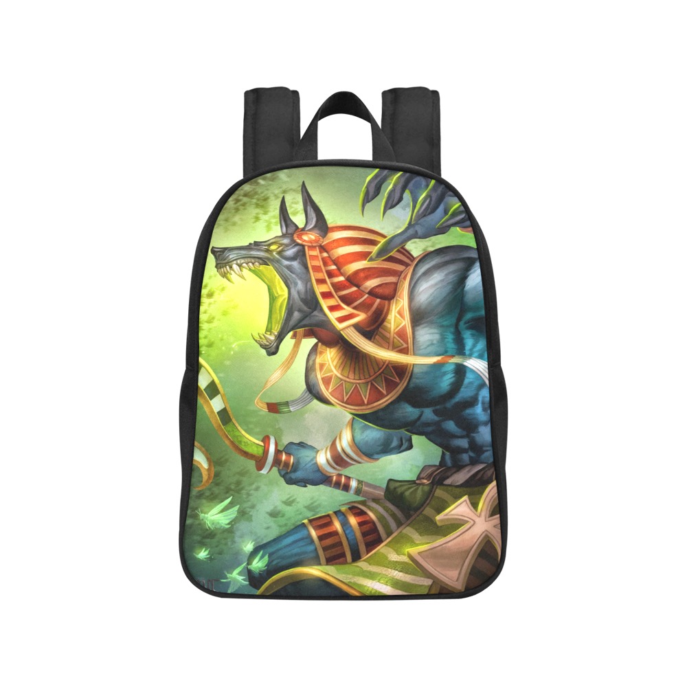 Angry Anubis Green Fabric School Backpack (Model 1682) (Medium)